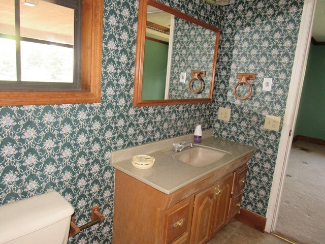 bathroom with vanity and toilet