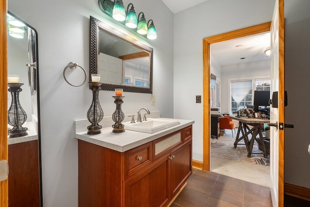 bathroom featuring vanity and tile patterned floors