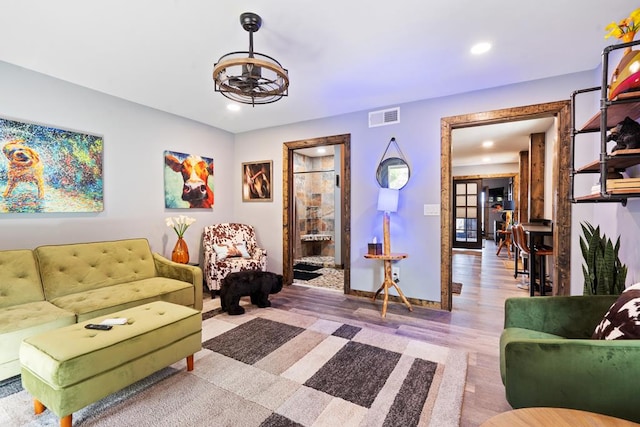 living room featuring light hardwood / wood-style flooring