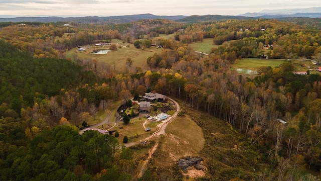 aerial view with a mountain view