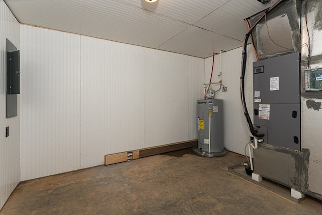 utilities featuring heating unit and electric water heater