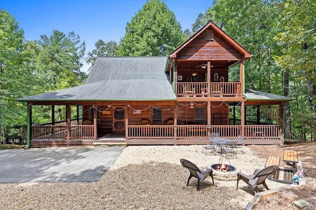 264 Summit St, Ellijay, GA 30540 - chalet / cabin featuring an outdoor fire pit