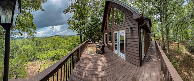 1484 Cardinal Rd, Murphy, NC 28906 - wooden terrace featuring a view of trees and french doors
