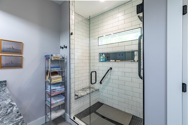 21 Hogue Way, Blairsville, GA 30512 - bathroom featuring baseboards and a shower stall