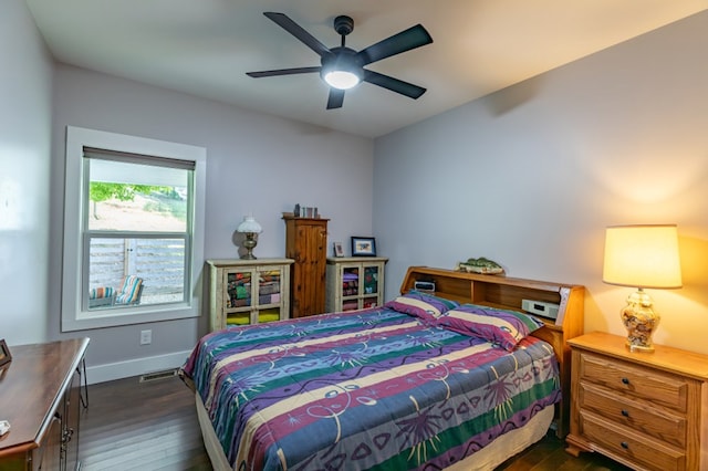 21 Hogue Way, Blairsville, GA 30512 - bedroom featuring baseboards, a ceiling fan, dark wood-style floors, and visible vents