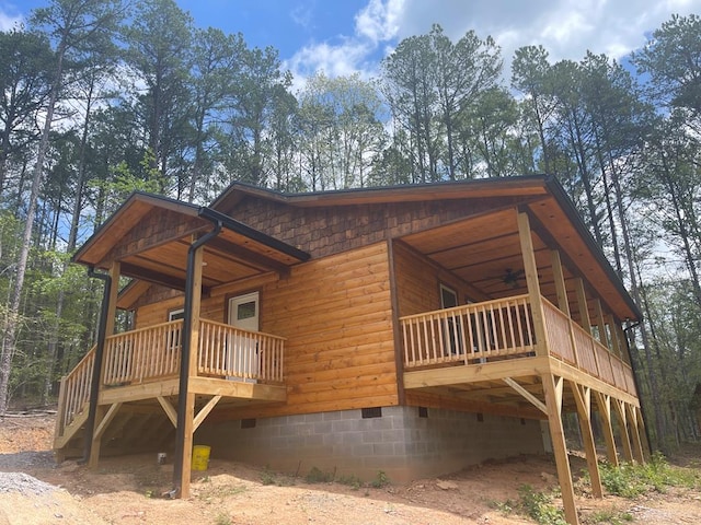 60 Lazy Creek Ln, Murphy, NC 28906 - view of side of property featuring crawl space, a deck, and ceiling fan