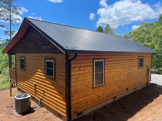 60 Lazy Creek Ln, Murphy, NC 28906 - view of side of property with crawl space, a metal roof, and log veneer siding