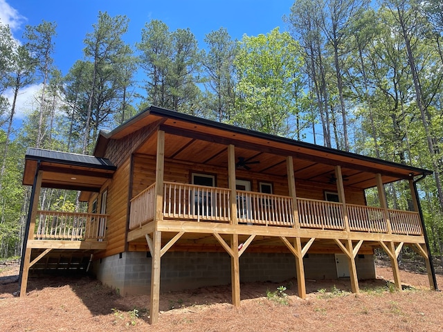 60 Lazy Creek Ln, Murphy, NC 28906 - view of front of house with crawl space, a wooden deck, and a metal roof