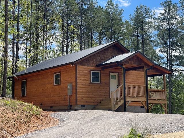 60 Lazy Creek Ln, Murphy, NC 28906 - chalet / cabin with crawl space, a metal roof, and faux log siding