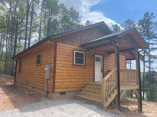 60 Lazy Creek Ln, Murphy, NC 28906 - view of front facade with crawl space and log veneer siding