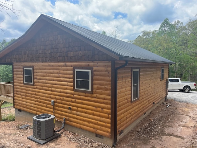 60 Lazy Creek Ln, Murphy, NC 28906 - view of side of property with crawl space, log veneer siding, and a metal roof