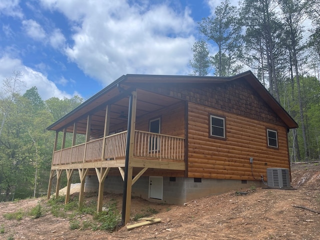 60 Lazy Creek Ln, Murphy, NC 28906 - view of home's exterior with crawl space, log veneer siding, and a deck