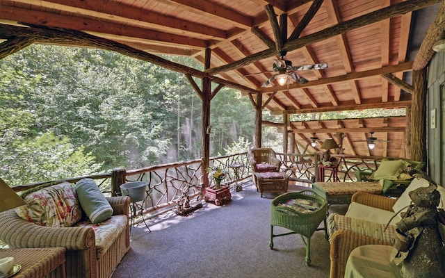 605 W Wildcat, Clarkesville, GA 30523 - sunroom / solarium with a ceiling fan and an outdoor hangout area