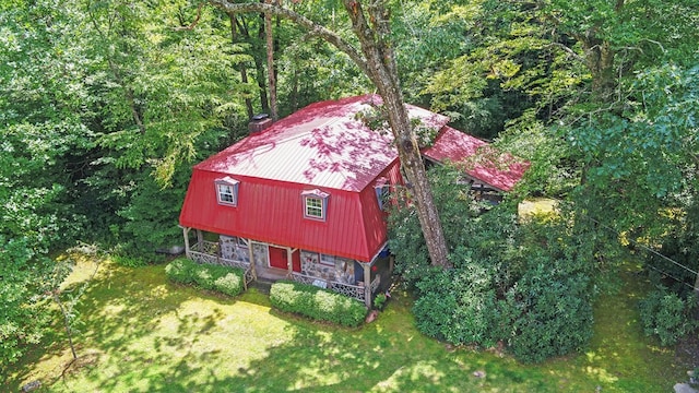605 W Wildcat, Clarkesville, GA 30523 - aerial view of property and surrounding area featuring a forest
