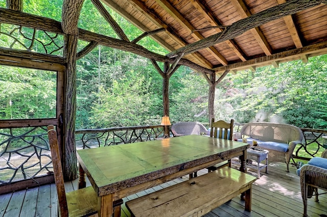 605 W Wildcat, Clarkesville, GA 30523 - wooden deck with outdoor lounge area