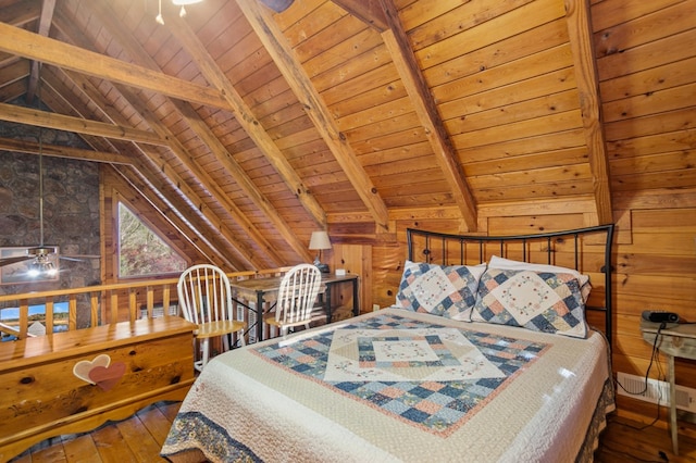 bedroom featuring wooden ceiling and wood-type flooring