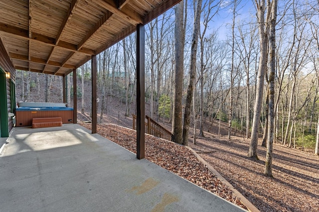 30 The Forest Rd, Blue Ridge, GA 30513 - view of patio / terrace with a hot tub