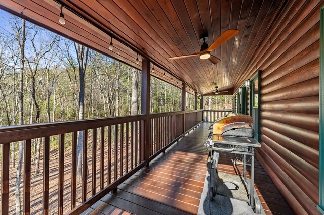 30 The Forest Rd, Blue Ridge, GA 30513 - deck featuring ceiling fan