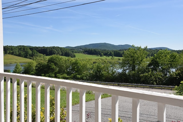 view of mountain feature featuring a water view