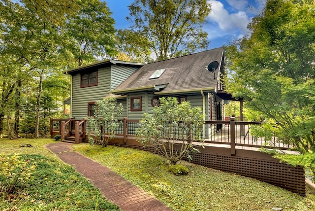 112 Songbird, Blue Ridge, GA 30513 - back of house featuring roof with shingles and a wooden deck