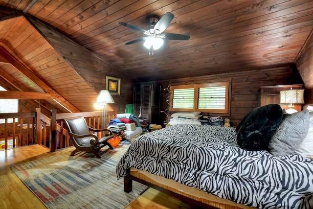112 Songbird, Blue Ridge, GA 30513 - bedroom featuring lofted ceiling, wood ceiling, and hardwood / wood-style flooring