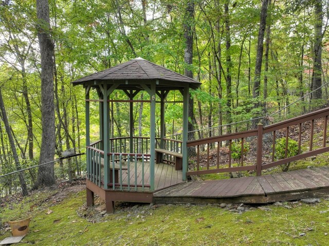 112 Songbird, Blue Ridge, GA 30513 - deck featuring a gazebo and a wooded view