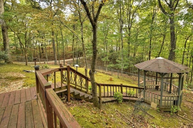 112 Songbird, Blue Ridge, GA 30513 - wooden deck with a fenced backyard and a forest view