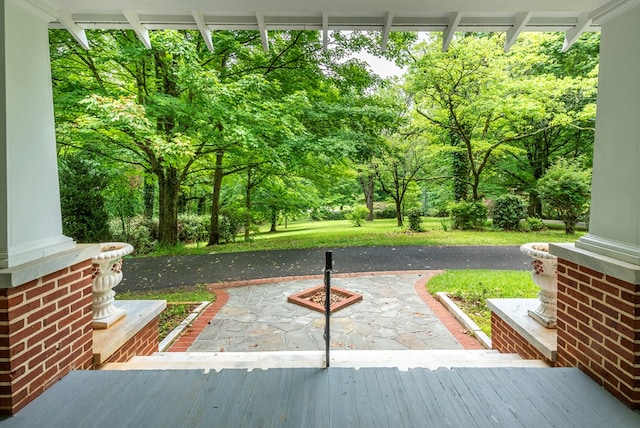 10 New Town St, Tate, GA 30177 - view of patio featuring view of wooded area