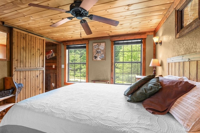 3660 Downings Creek Rd, Hayesville, NC 28904 - bedroom with wood ceiling and wooden walls