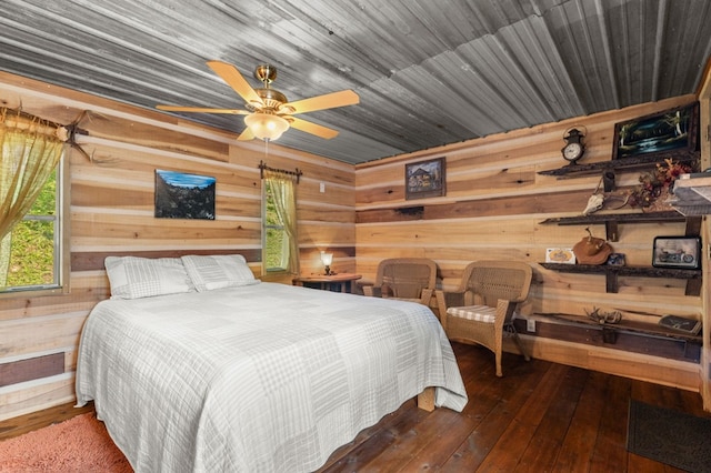 3660 Downings Creek Rd, Hayesville, NC 28904 - bedroom with wooden walls and hardwood / wood-style floors