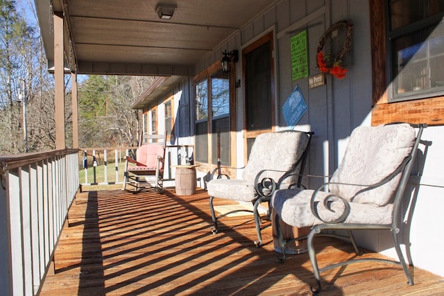 wooden deck with covered porch