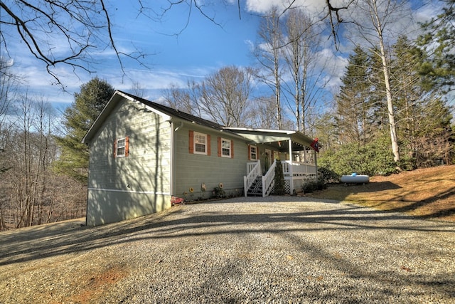 view of home's exterior with a porch