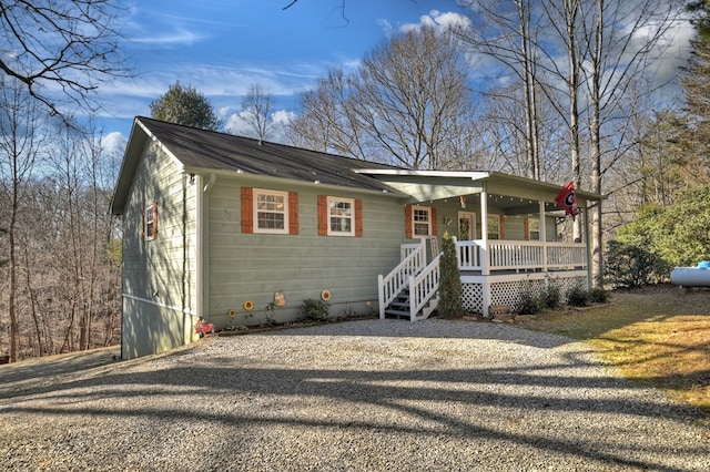 view of front of home featuring covered porch