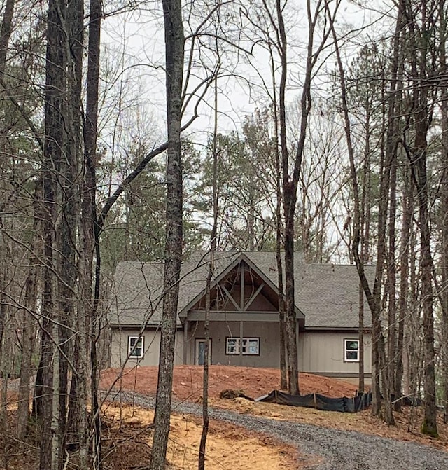 view of front of house with a shingled roof