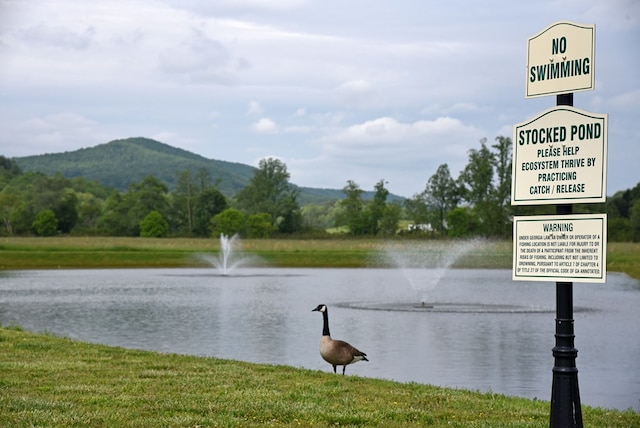 property view of water featuring a mountain view