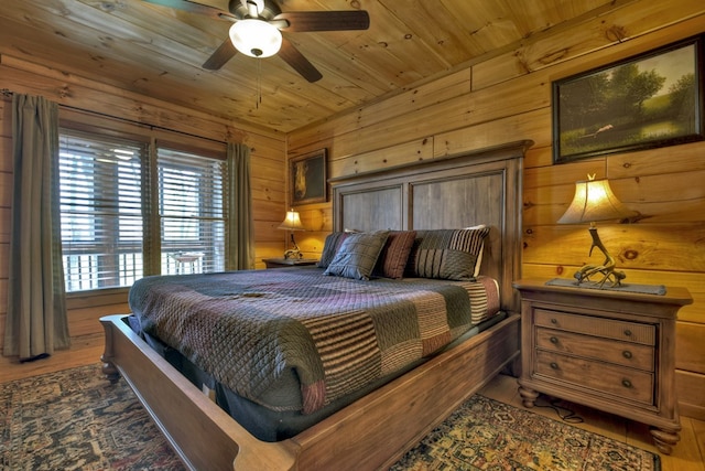 783 Moreland Dr N, Cherry Log, GA 30522 - bedroom with wood ceiling, dark wood-type flooring, and ceiling fan