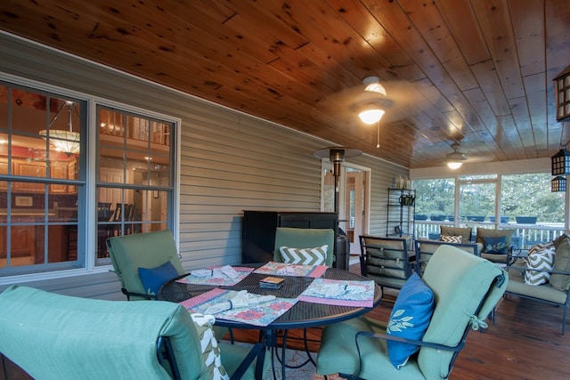 interior space featuring wood ceiling