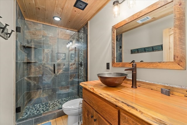 510 Gallery Ct, Ellijay, GA 30540 - full bath featuring vanity, a shower stall, recessed lighting, and wooden ceiling
