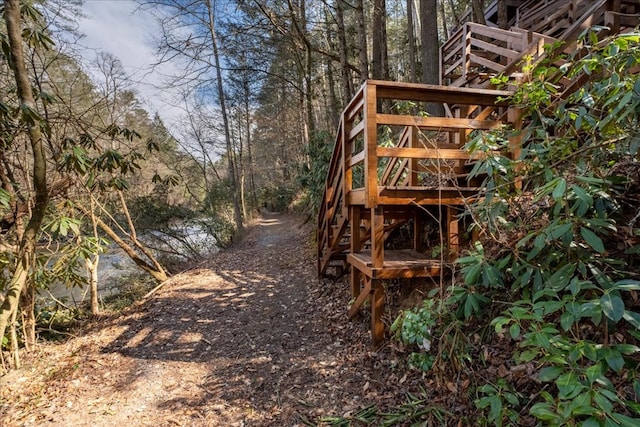 510 Gallery Ct, Ellijay, GA 30540 - view of yard featuring stairway and a wooden deck