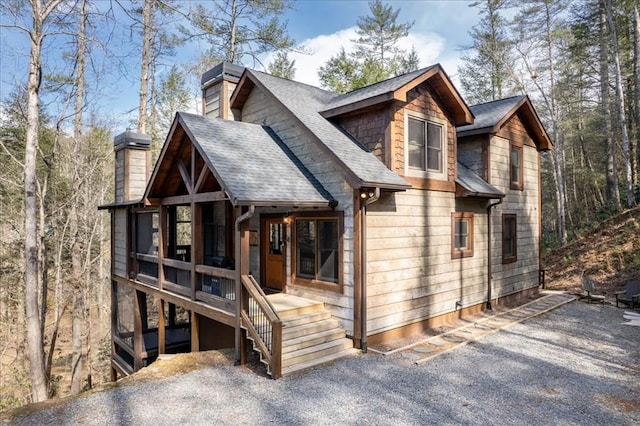510 Gallery Ct, Ellijay, GA 30540 - rustic home with a chimney and a shingled roof