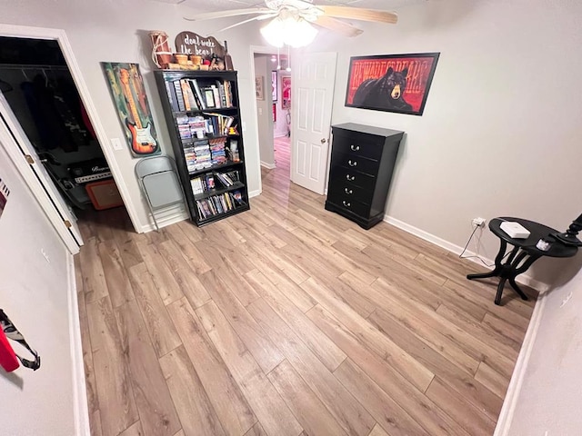 384 Shadow Pines Dr, Murphy, NC 28906 - sitting room featuring a ceiling fan, light wood-style flooring, and baseboards