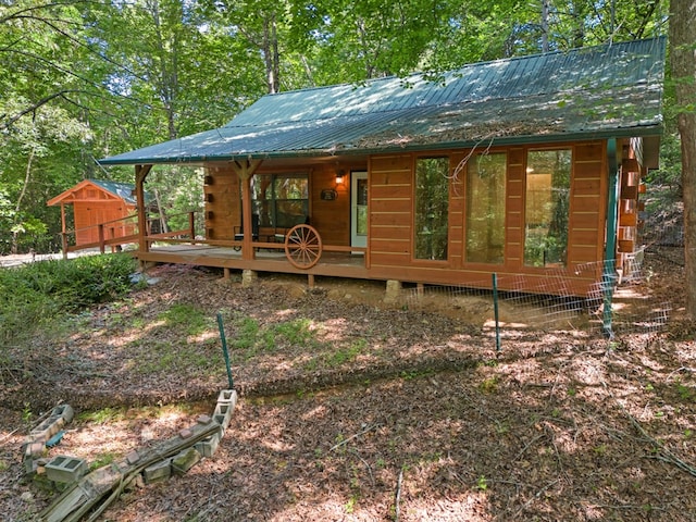 881 Sawyer Cove Rd, Hayesville, NC 28904 - view of front of house featuring a metal roof and a deck