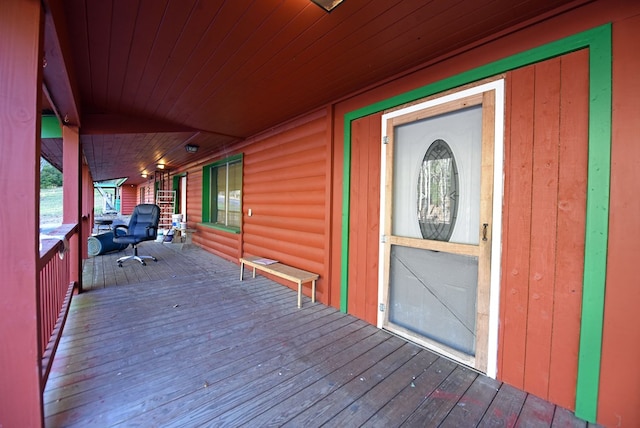 deck with covered porch