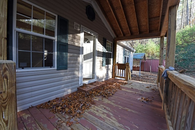 deck featuring covered porch