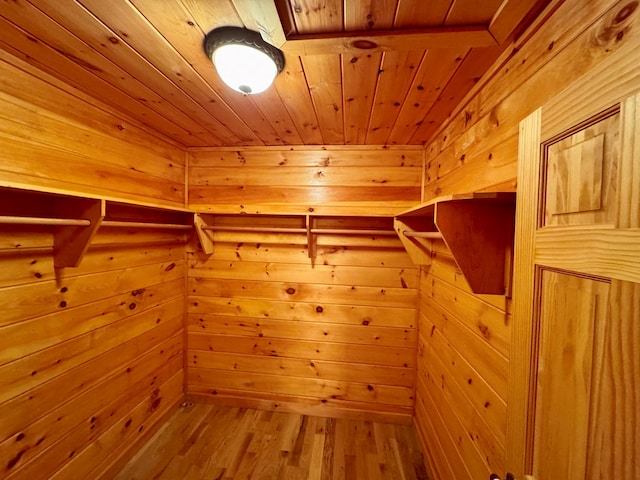 spacious closet with wood finished floors