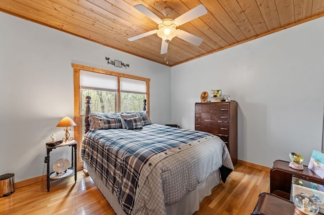 2487 Newport Dr, Ellijay, GA 30540 - bedroom featuring baseboards, wooden ceiling, ornamental molding, a ceiling fan, and wood finished floors