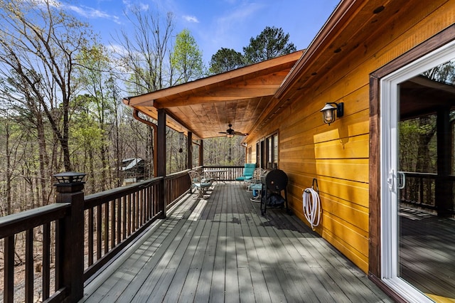 2487 Newport Dr, Ellijay, GA 30540 - wooden deck featuring a ceiling fan