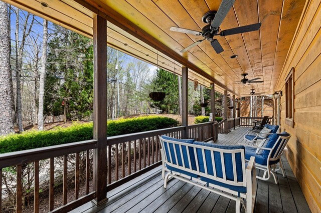 2487 Newport Dr, Ellijay, GA 30540 - wooden deck with a ceiling fan