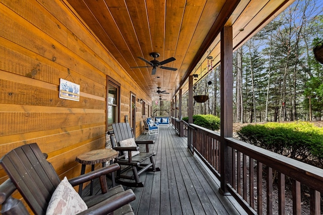 2487 Newport Dr, Ellijay, GA 30540 - wooden deck featuring a porch and a ceiling fan