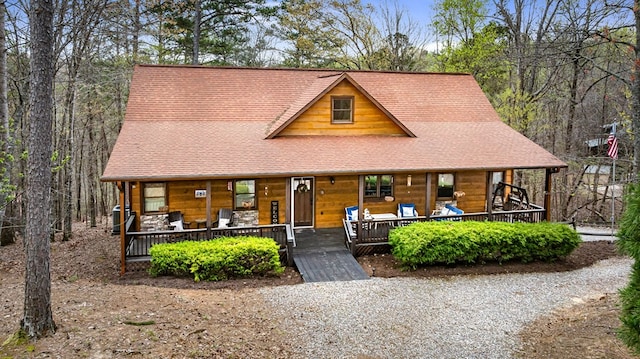 2487 Newport Dr, Ellijay, GA 30540 - rustic home with roof with shingles and covered porch